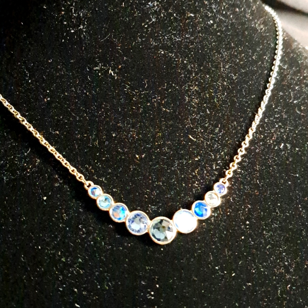 Blue sapphire crystal  touchstone necklace.